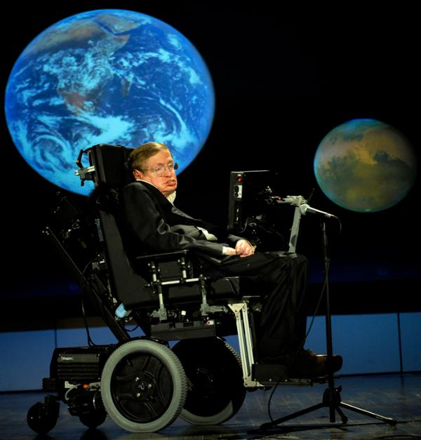 Stephen Hawking presenteert tijdens congres van de NASA